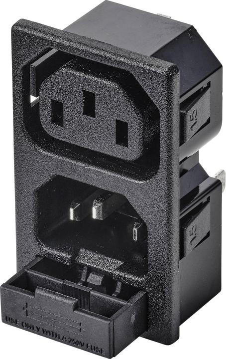 Actual product image Tru Components TC-10088388 IEC connector Socket, vertical installation, plug, vertical installation 10 A Black