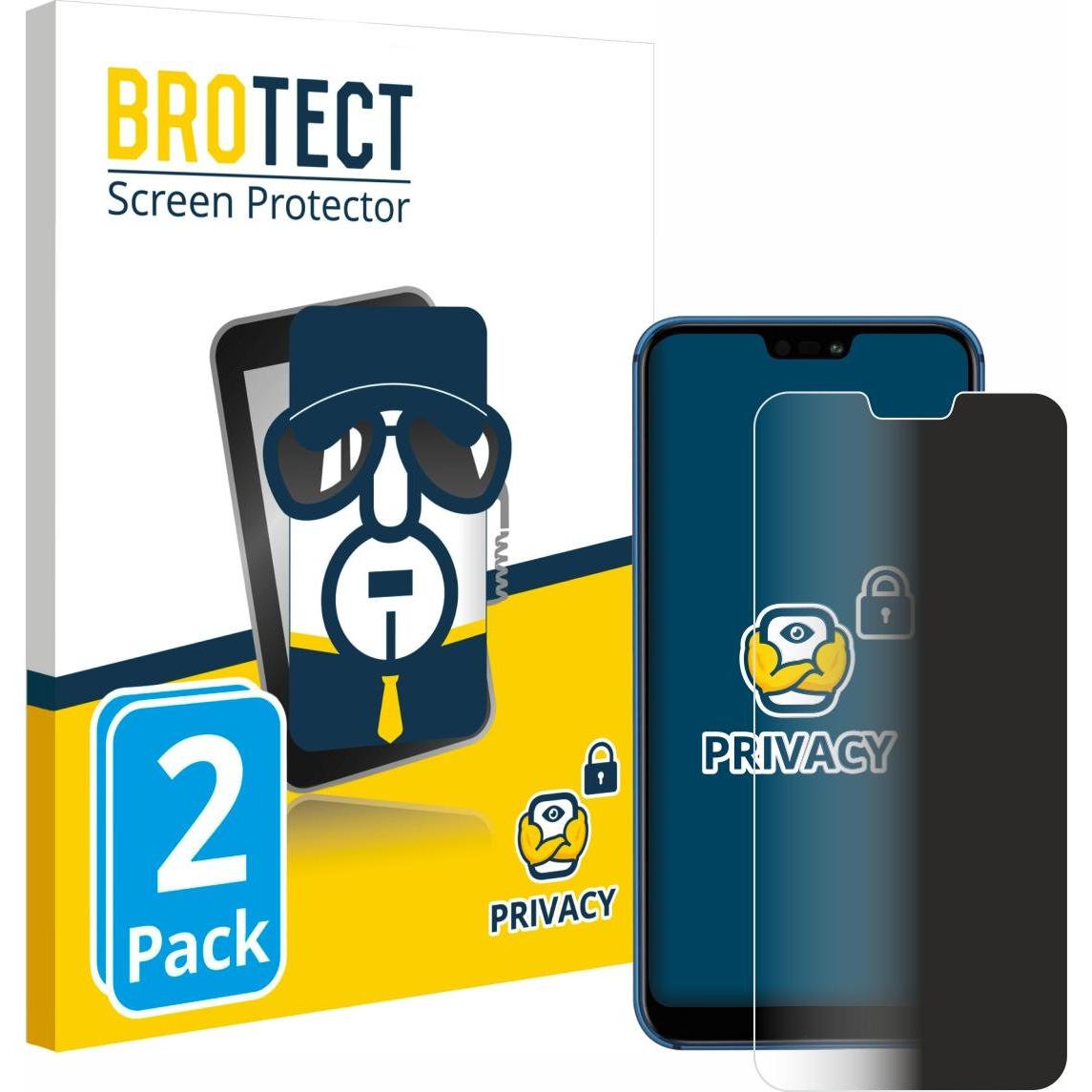 BROTECT Sichtschutzfolie Anti-Spy Privacy Folie Blaulicht-Schutz (2 Stück, Huawei P20 Lite), Smartphone Schutzfolie, Bla...