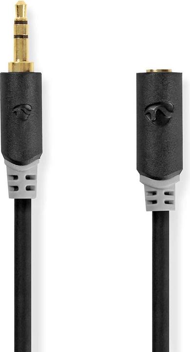 Produktbild JTI Stereo Audiokabel | 3,5 mm Stecker | 3,5 mm Buchse | Vergoldet | 5,00 m | Rund | Anthrazit | Box (5 m)