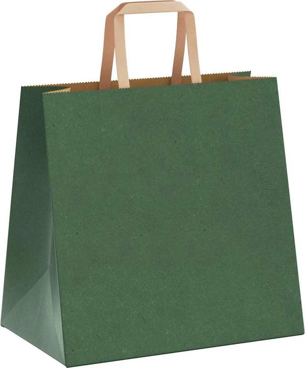 Produktbild VidaXL Kraftpapiertüten 250 Stk. mit Henkel Grün 26x17x25 cm Papiertüte (Geschenktüte, 250 x)