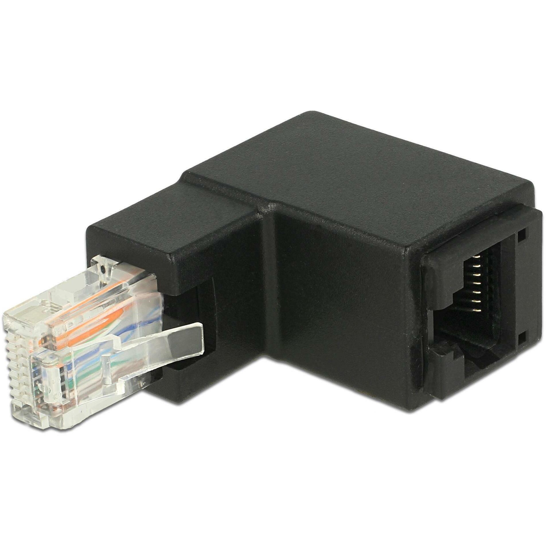 Thumbnail - Delock RJ-45 Winkeladapter, Cat.6, UTP (RJ45 (1x)), Netzwerkadapter, Schwarz