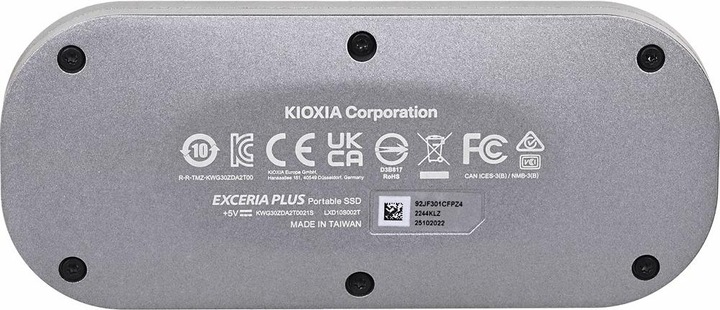 Actual product image Kioxia EXCERIA PLUS Portable SSD 2TB USB 3.2 Gen2 Type C (2000 GB)