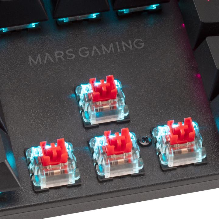 Actual product image Mars Gaming MK422 Black RGB Gaming Keyboard Red Mechanical Switch US Language (US, Cable)