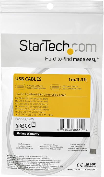 Image du produit StarTech .com.com 1 m / 3.3 ft. Câble USB C (1 m, USB 2.0, 60 W)