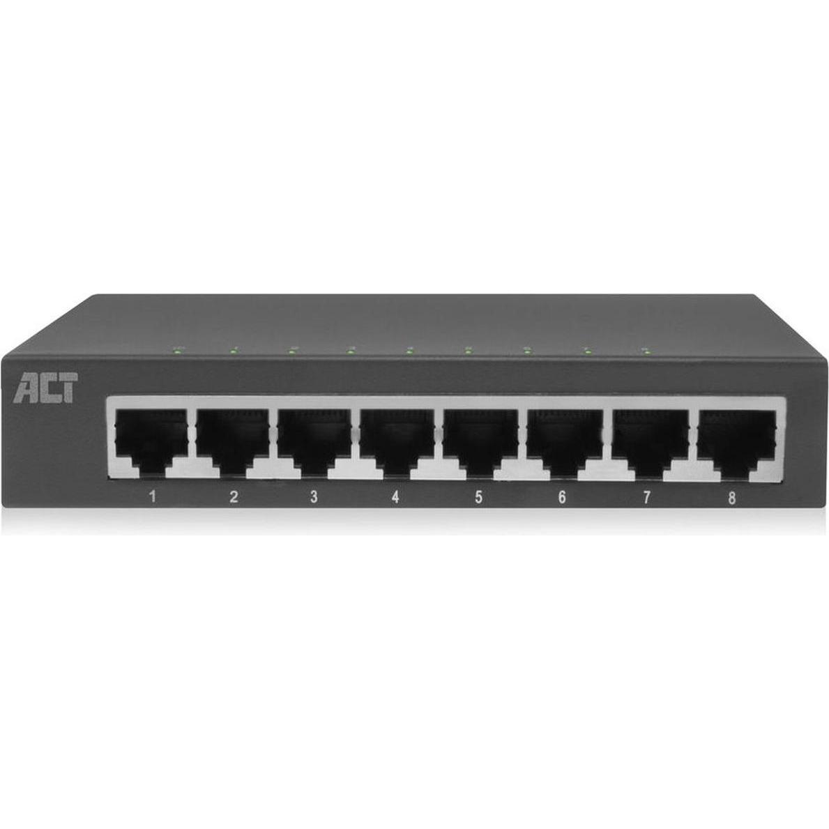 ACT Switch Gigabit Ethernet a 8 porte (8 porte), Switch di rete, Nero