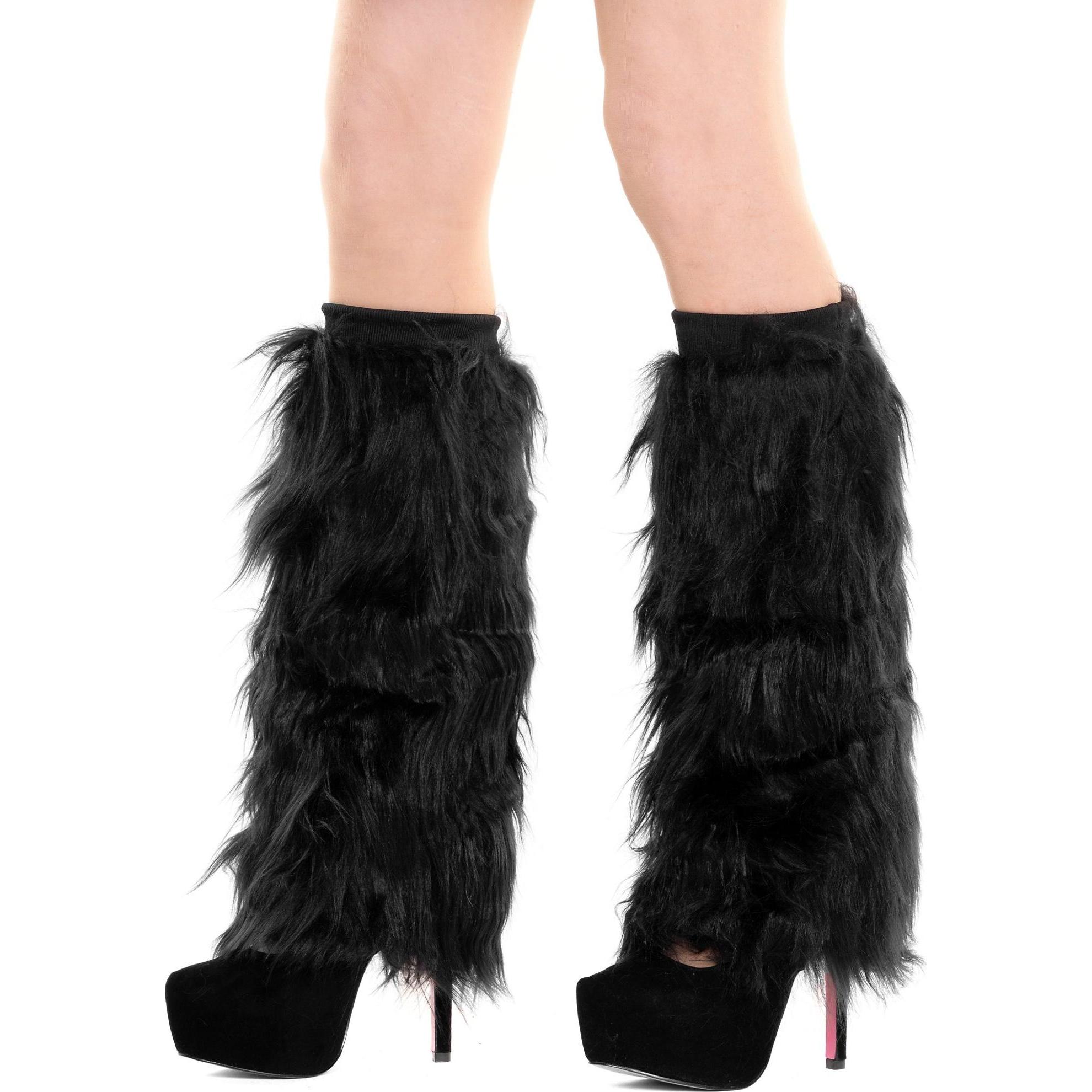 Thumbnail - Roma Costumes Schwarze Legwarmer Fellstulpen für Fasching Halloween