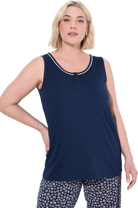 Produktbild Ulla Popken Pyjama-Tops, 2er-Pack, uni/Blüten, Rundhals, ärmellos (50, 52)