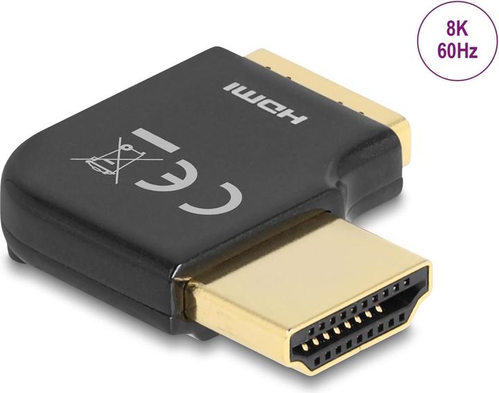 Immagine prodotto Delock Adattatore HDMI maschio-femmina 90° ad angolo retto 8K 60 Hz in metallo (HDMI, 3 cm)