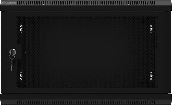 Produktbild Lanberg Nástěnná jednodílná skříň 19", 6U/600x450, (v rozloženém stavu), perforované dveře, černá ( (10.86 HE, 19 Zoll Rack)