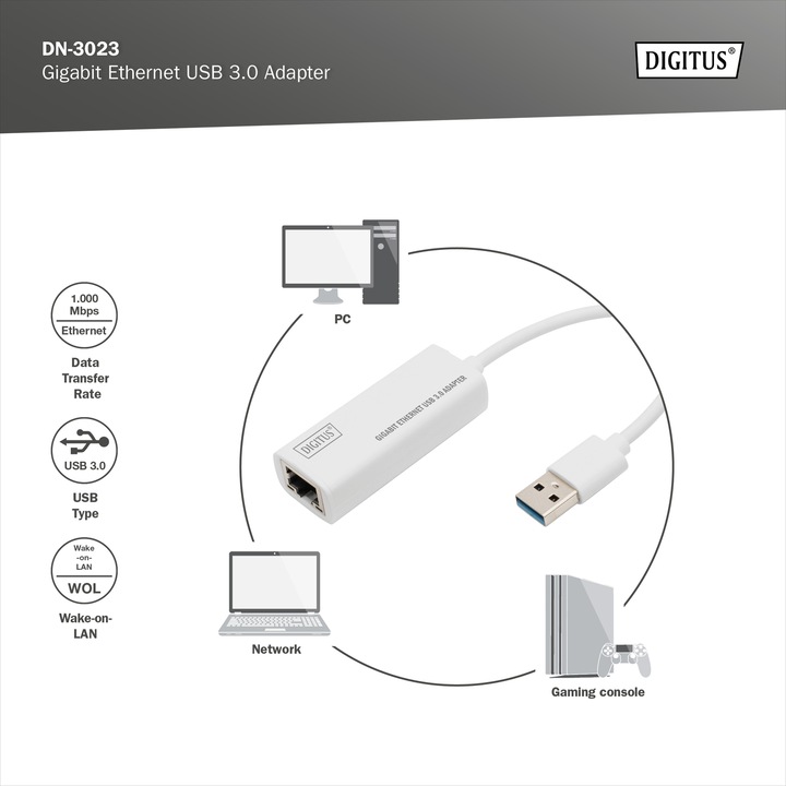 Immagine prodotto Digitus Dn-3023 (USB 3.0, RJ45 (1x))