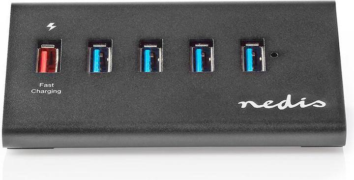 Produktbild Nedis UHUBUP3510BK. Hostschnittstelle: USB 3.2 Gen 1 (3.1 Gen 1) Micro-B, Hub-Schnittstellen: USB 3.2 Gen (USB-C, 5 Ports)
