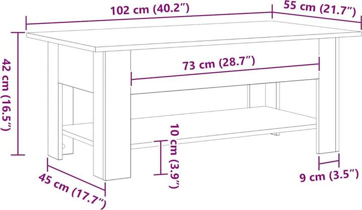 Immagine prodotto VidaXL Tavolino da caffè (102 x 55 x 48 cm)