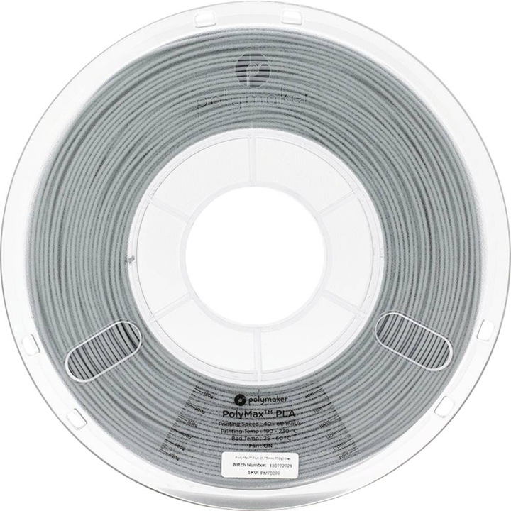 Actual product image Polymaker PA06003 PolyMAX Tough Filament high stiffness, high tensile strength (PLA, 1.75 mm, 750 g, Grey)