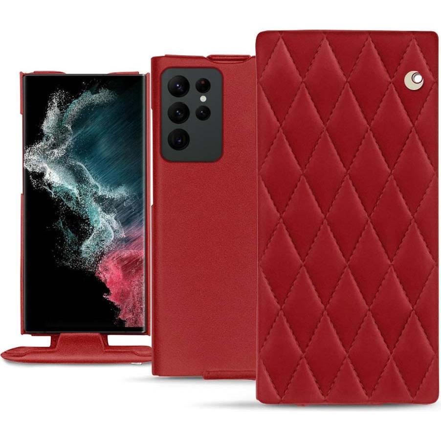 Noreve Lederschutzhülle vertikal (Samsung Galaxy S22 Ultra), Smartphone Hülle, Rot