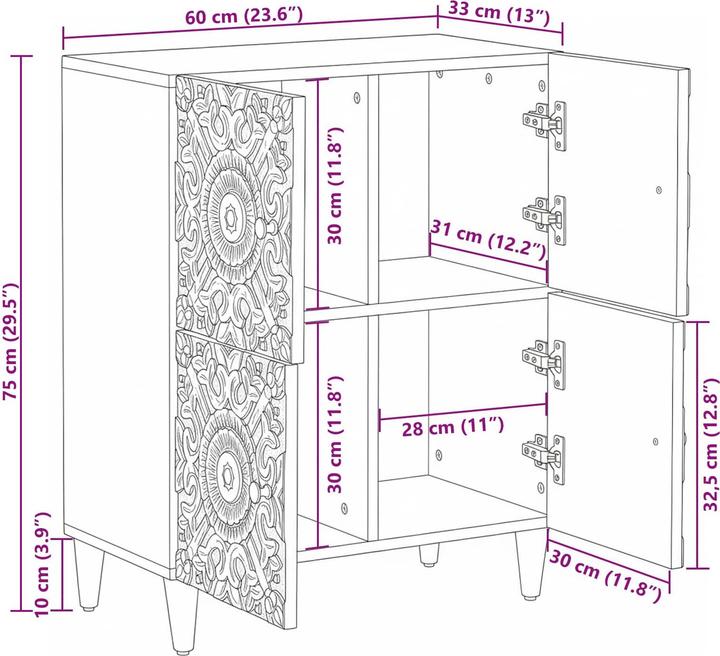 Produktbild vidaXL Sideboard (33.50 x 33.50 x 75 cm)