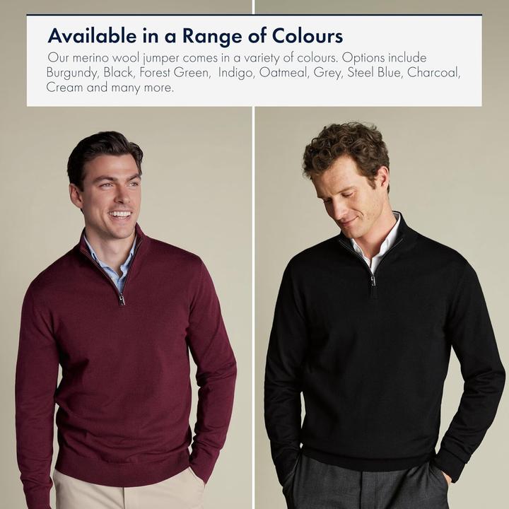 Image du produit Charles Tyrwhitt Pull en Laine Mérinos à Fermeture Éclair Quart (M)