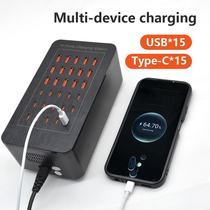 Produktbild PhoneLook 150W USB-C und USB-A Mehrfach-Ladegerät mit 30 Ports für Smartphones, Tablets und (150 W, 30 Ports)