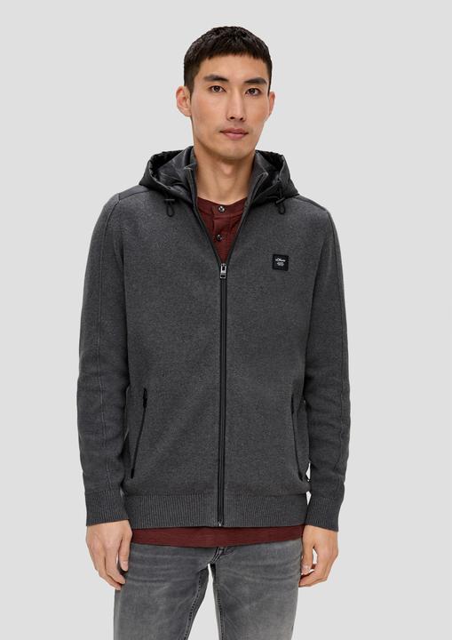 Produktbild s.Oliver Strickjacke Schmal geschnittene Strickjacke mit Kapuze (S)