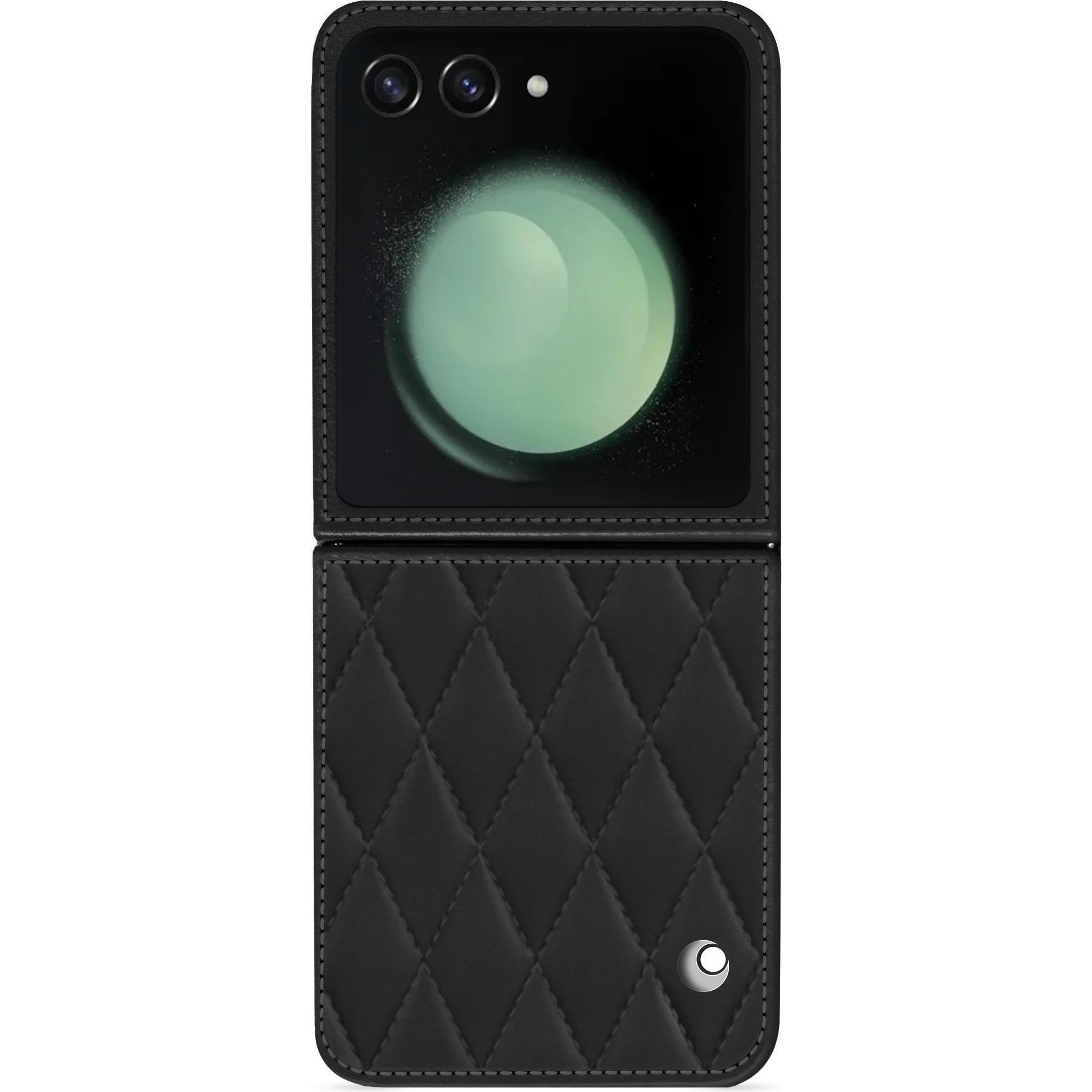Noreve Lederschutzhülle Samsung Galaxy Z Flip5 (Samsung Galaxy Z Flip5), Smartphone Hülle, Schwarz