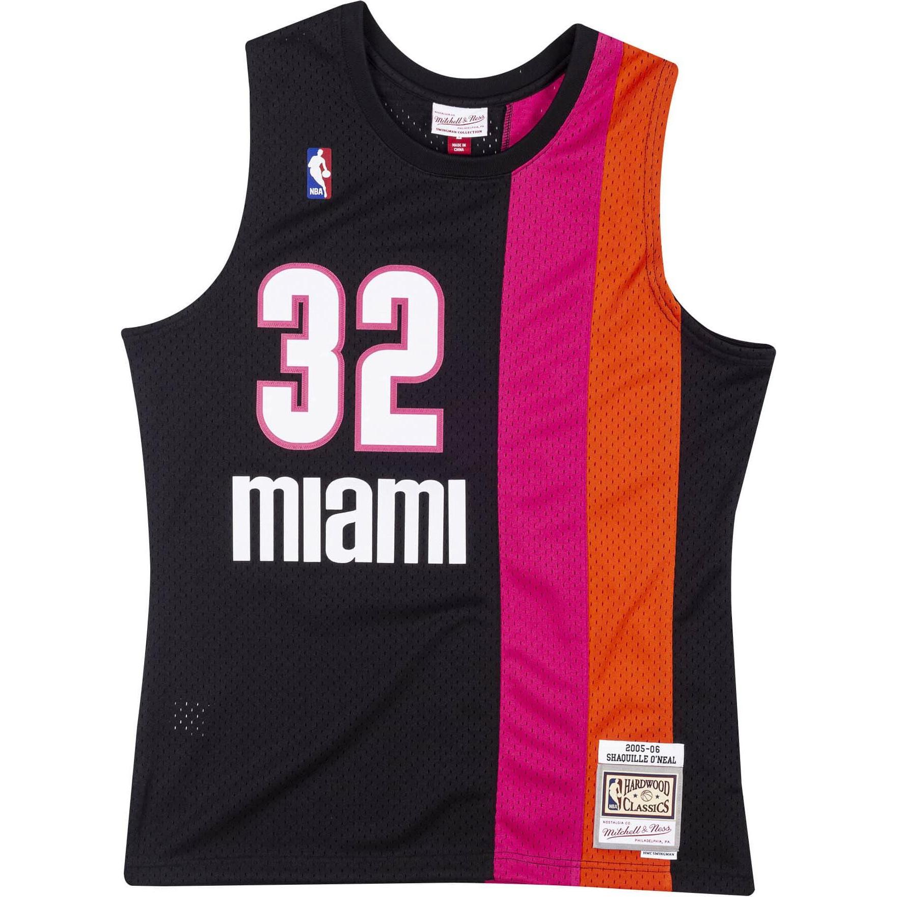 Thumbnail - Mitchell & Ness, Herren, Sportshirt, NBA Miami Heat Shaquille O'Neal Trikot Herren (XL), Schwarz, XL