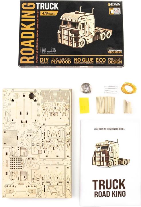 Actual product image Eco Wood Art Road King articulated lorry - 3D wooden construction kit