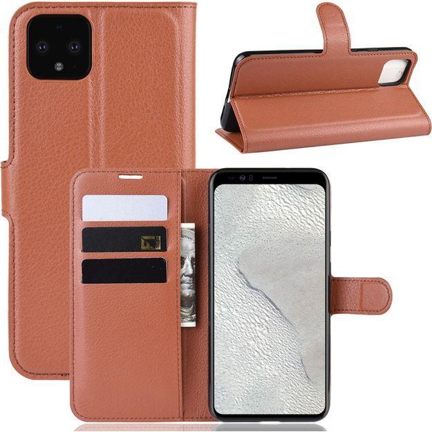 Thumbnail - MU Classic Litchi Leder Bookcover Series (Google Pixel 4 XL), Smartphone Hülle, Braun