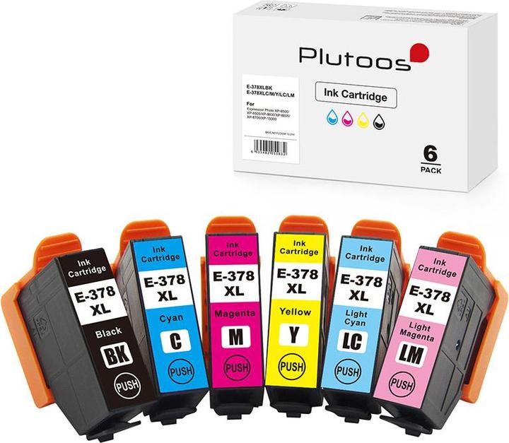 Image du produit Plutoos Epson 378XL Cartouches XXL compatibles, jeu de 6 couleurs (C, CF, LC, LM, M, Y)