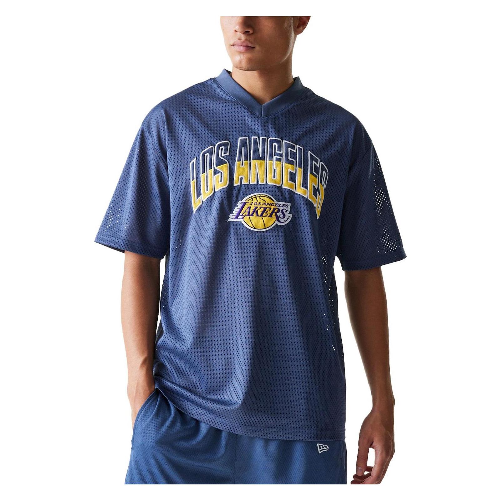 New Era, Herren, Sportshirt, Mesh Jersey Oversized Shirt Los Angeles Lakers - M (M), Violett, M