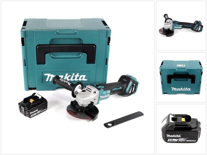 Actual product image Makita DGA 513 F1J Battery angle grinder 18V 125mm Brushless + 1x battery 3,0Ah + Makpac - without charger (125 mm)