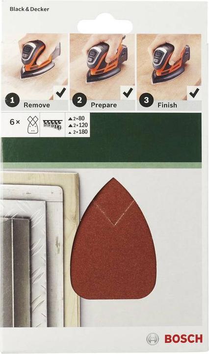 Actual product image Bosch Zubehör 6-piece sanding sheet set for multi-sander K = 80, 120, 180 (80, 120, 180)