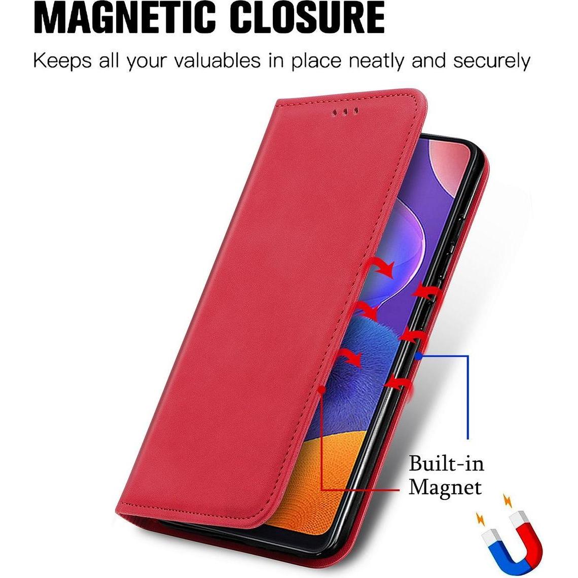 Thumbnail - König Design Hülle Handy Schutz für Samsung Galaxy A32 5G Case Cover Tasche Etuis Bumper Rot (Samsung Galaxy A32 5G), Sm...