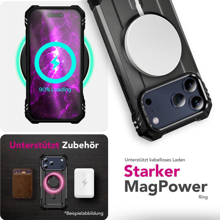 Actual product image Nalia MagSafe Cover "Granite" - Panzer Schutz Hülle Stossfest mit Kickstand - Military Outdoor Case (Apple iPhone 17 Pro Max)