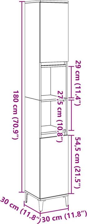 Produktbild vidaXL Badschrank (30 x 30 x 190 cm)