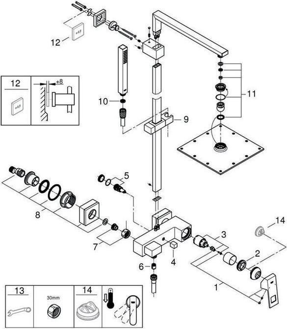 Produktbild Grohe Du-syst EUPHORIA CUBE SYSTEM 230 m EH-Mischer chr