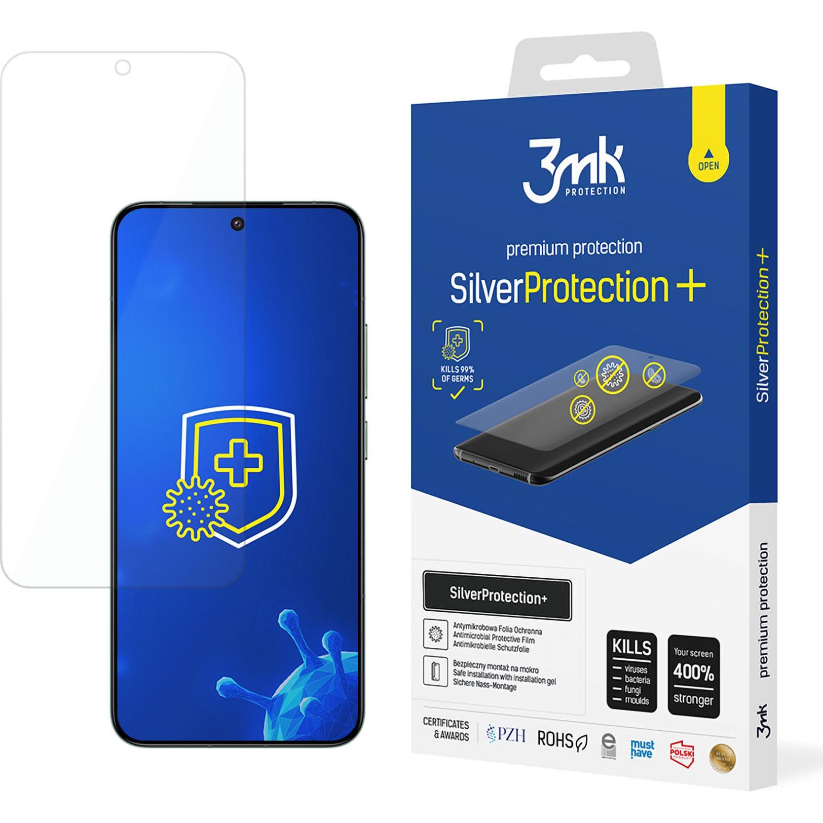 3MK Silver Protect+ Xiaomi 14 Folia Antymikrobowa montowana na mokro (1 Stück, Xiaomi 14), Smartphone Schutzfolie, Grau