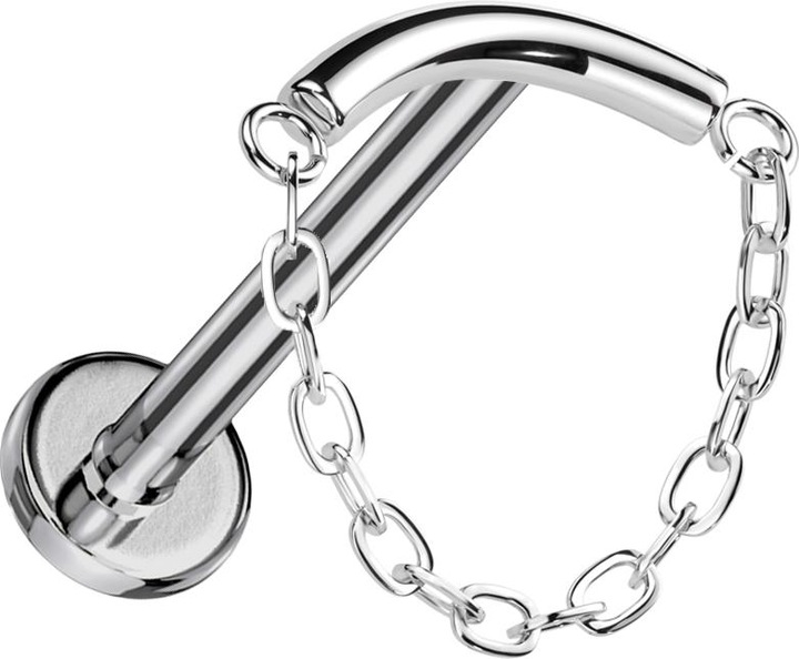 Immagine prodotto Star Piercing Micro Labret filo interno in argento asta d'argento catena pendente in argento (senza ottone, Titanio G23)