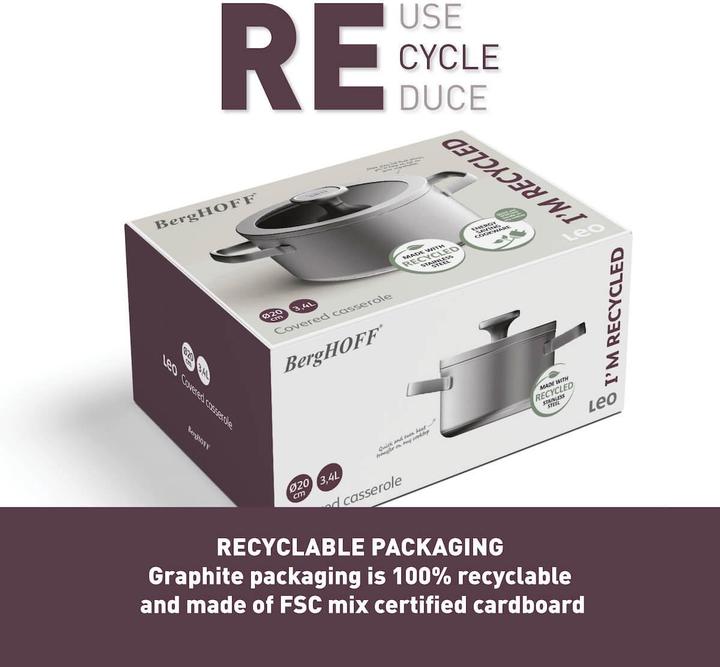 Produktbild BergHoff Leo Recycled Kookpot + Deksel R (Kochtopf, Edelstahl, 20.50 x 12 cm)