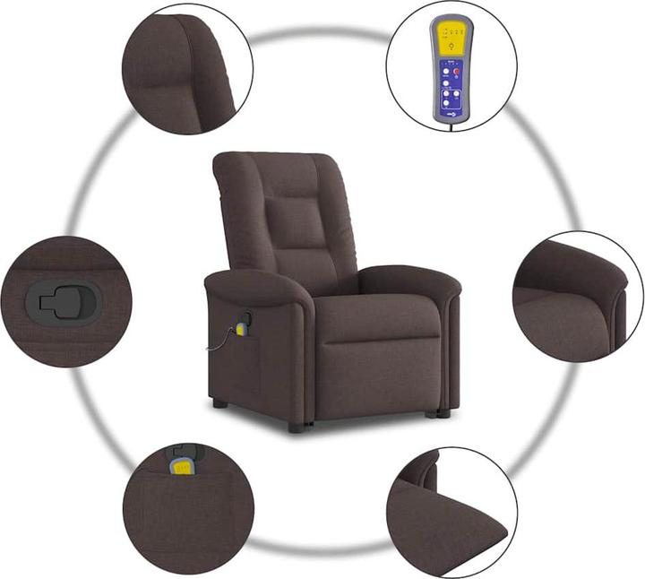 Immagine prodotto vidaXL Poltrona massaggiante con ausilio per la posizione eretta in tessuto marrone scuro