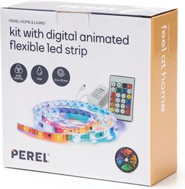 Produktbild LED Strips Consumer SET MIT FLEXIBLEM LED-STREIFEN, CONTROLLER UND NETZTEIL - DIGITAL ANIMIERT - RGB - 150 LEDs - 5 m... (RGB, 500 cm, Indoor)
