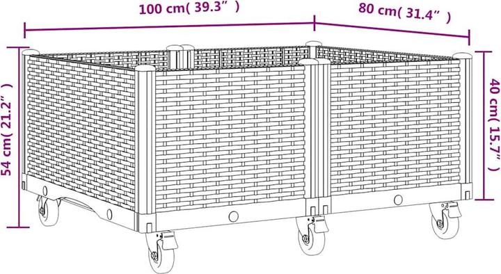 Produktbild vidaXL Pflanzkasten mit Rollen PP