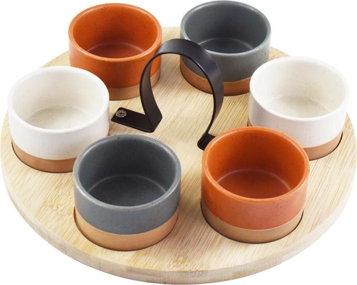 Excellent Houseware Servier-Platte mit 6 Dipgläsern