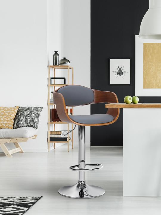 Actual product image CLP Kingston Bar Stool Imitation Leather, Walnut/Grey