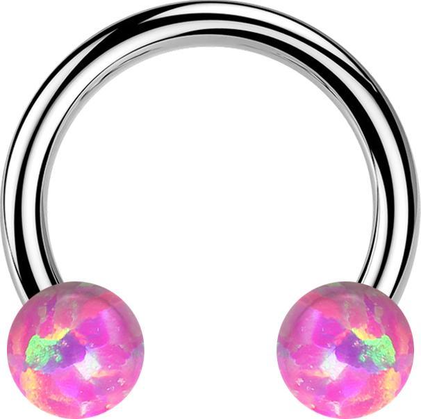 Produktbild Star Piercing Micro Threadless Circular Barbell silber mit zwei Opale pink (Titan G23, ohne Messing)