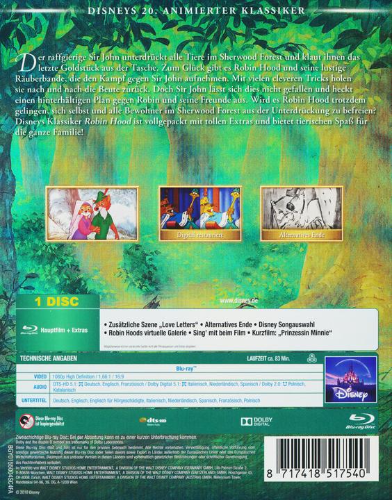 Produktbild Disney Interactive Studios Robin Hood (Blu-ray, 1973, Deutsch)