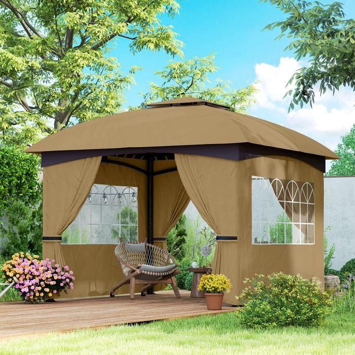 Produktbild Swisshandel24 Pavillon ca. 3,4x3,4 m wasserabweisend, verzinkter Metallrahmen, Beige (335 cm, 335 cm)