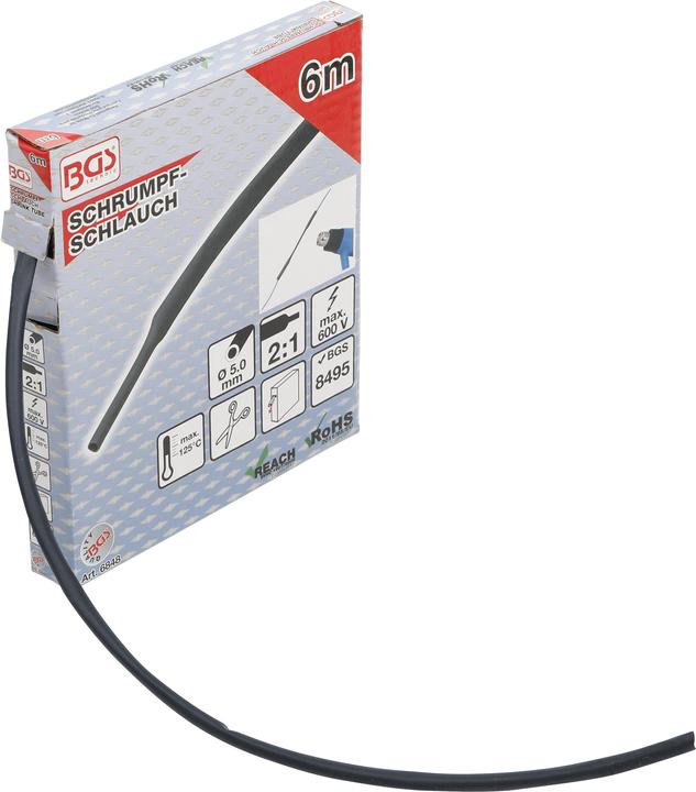 BGS Boîte de gaines thermorétractables noires Ø 5 mm 6 m (1 x)
