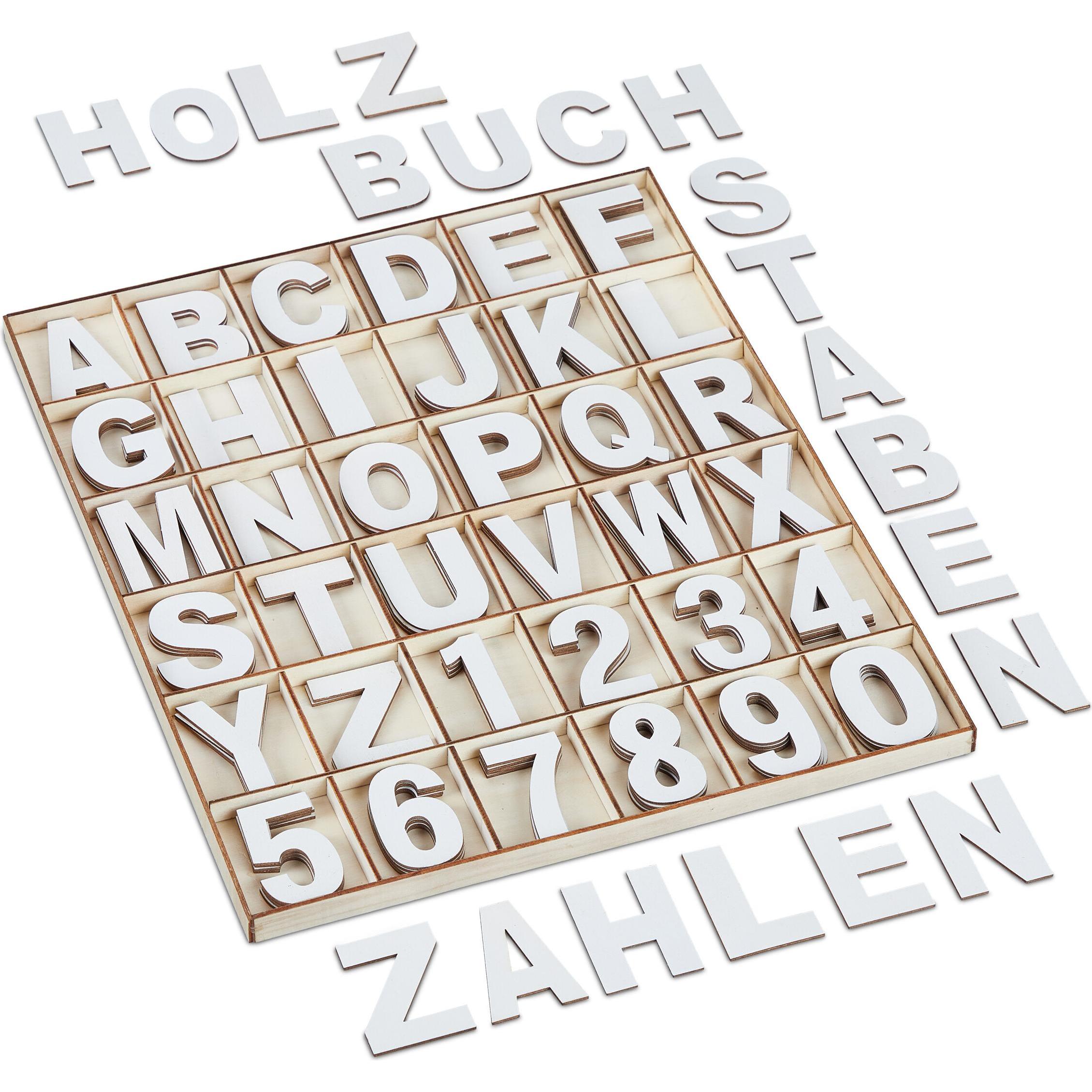 Relaxdays, Holzbuchstaben + Stoffbuchstaben, 144tlg. Holzbuchstaben Set
