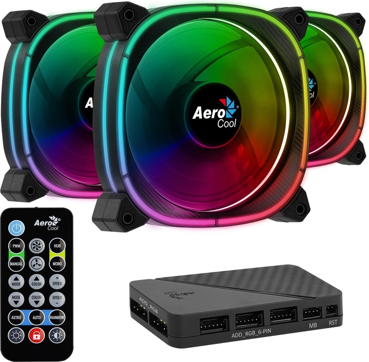 Actual product image AeroCool Astro 12 Pro 3 Pack Case Fans (120 mm, 3 x)