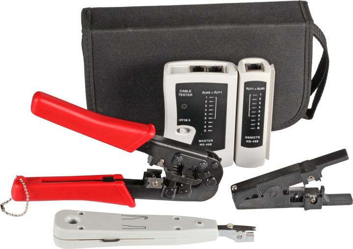 EFB Elektronik Werkzeugset Netzwerktechnik 4-teilig, mit Tasche Werkzeugset Netzwerktechnik bestehend aus: LAN-Test (Werkzeug)