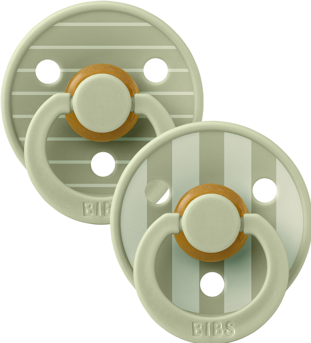 Actual product image Bibs Studio Nuggi Colour 2 PACK Latex Round 0-6m Pin Sage Mix (2 x, up to 6 M.)